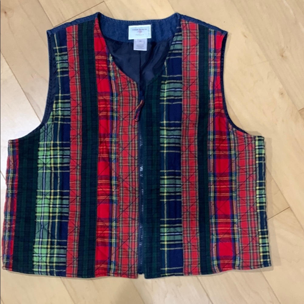 Susan Bristol plaid Vest XL